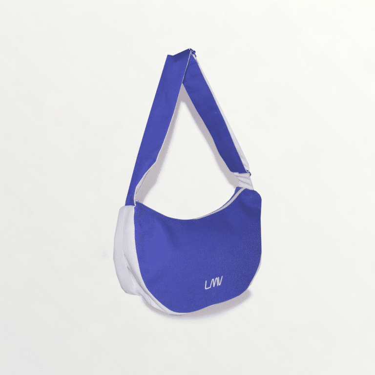 sac écoresponsable demi-lune violet vu de 3 quarts
