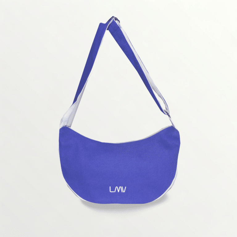 sac écoresponsable demi-lune violet vu de face